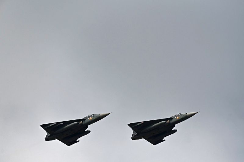 Indian Air Force Tejas fighter jets perform at the Aero India air show at Yelahanka Air Force Station in Bangaluru, on Feb. 3.