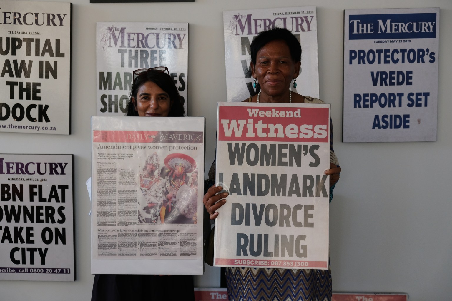 Agnes Sithole and Sharita Samuel standing at the Legal Resources Centre's office in Durban, South Africa. Photo credit: Elna Schutz