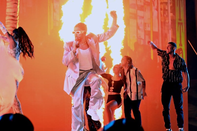 Bad Bunny performs for the 2022 MTV Video Music Awards broadcast from Yankee Stadium in New York City on Aug. 28.