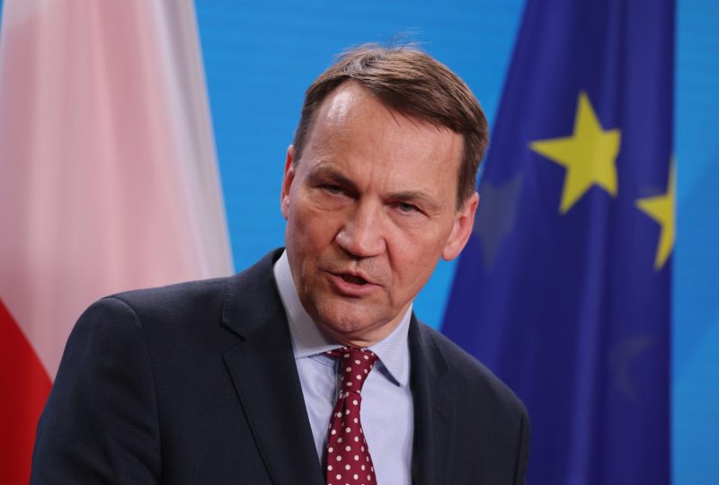 Polish Foreign Minister Minister Radoslaw Sikorski speaks in Berlin, Germany.