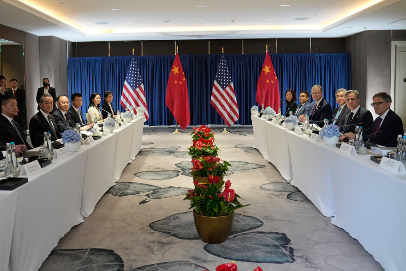 U.S. and Chinese officials attend a bilateral meeting on the sidelines of the Association of Southeast Asian Nations foreign ministers' meeting in Jakarta.