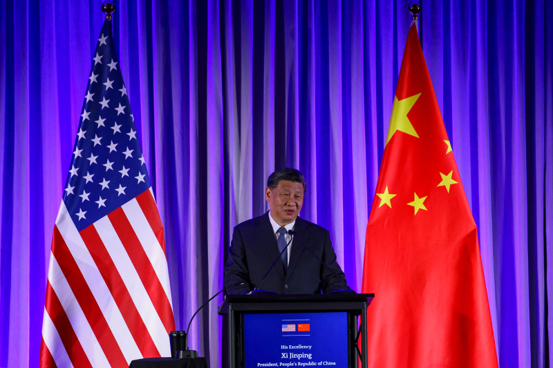 Chinese President Xi Jinping speaks at an event in San Francisco on Nov. 15, 2023.