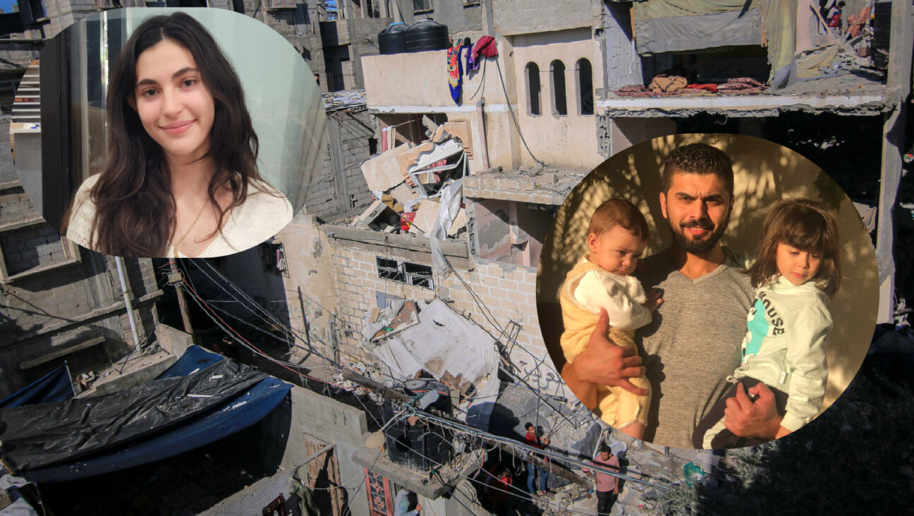 Columbia University student Makayla Gubbay, <i>left</i>, has helped the family of Sara Suleiman, <i>right</i>, raise the money they need to flee the enclave. Pictured are Suleiman's husband and children.