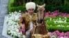 Turkmenistan -- Turkmen President Gurbanguly Berdymukhamedov rides an ancient Akhal-Teke breed three years old studhorse, Begkhan, that won an Inernational Annual Horse Beauty contest in Ashgabat, April 23, 2016