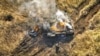 Уничтоженный российский танк в Украине