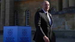 Azerbaijani President Ilham Aliyev arrives at the European Political Community summit at Blenheim Palace on July 18.