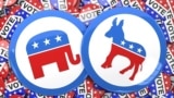 Images representing the Republican Party and the Democratic Party in the United States.