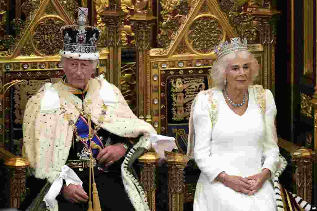 King Charles III waits to read the King&#39;s Speech, as Queen Camilla sits next to him during the State Opening of Parliament in the House of Lords, London.&nbsp;&nbsp;His speech will set out the agenda of Britain&#39;s first Labour government for 14 years.