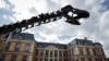 This photograph shows part of an Apatosaurus' dinosaur skeleton named "Vulcain", displayed at the Dampierre castle prior to an auction in Dampierre-en-Yvelines, south of Paris, France, July 10, 2024. 