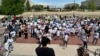 Demonstrators at the Oklahoma Capitol on April 23, 2024, protest a measure that imposes criminal penalties for being in the state illegally. The U.S. Justice Department on May 22, 2024, sued to block the law.