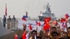 中国海军邯郸号导弹护卫舰访问马尼拉。（2019年1月17日）