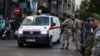 An ambulance arrives to American University of Beirut Medical Center as more than 1,000 people were wounded when the pagers they use to communicate exploded across Lebanon, according to a security source, in Beirut, Sept. 17, 2024.