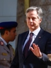 U.S. Secretary of State Antony Blinken walks at the Al-Ittihadiya Palace in Cairo, on Sept. 18, 2024.