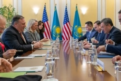 U.S. Secretary of State Michael R. Pompeo meets with Kazakhstan Foreign Minister Mukhtar Tileuberdi in Nur-Sultan, Kazakhstan, on February 2, 2020