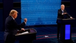 2020年10月22日，特朗普与拜登进行大选前最后一次面对面辩论 （路透社转发媒体联访照片）