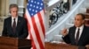 U.S. Secretary of State Antony Blinken and Egyptian Foreign Minister Badr Abdelatty give a joint press conference after their meeting at Tahrir palace in the center of Cairo on Sept. 18, 2024.