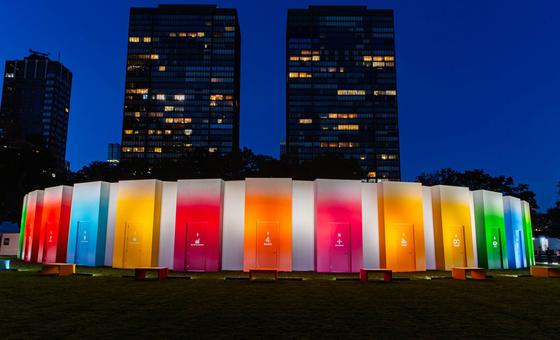 A view of the Sustainable Development Goals pavilion in September 2023.