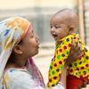 A mother and child attend a nutrition centre in Bangladesh.