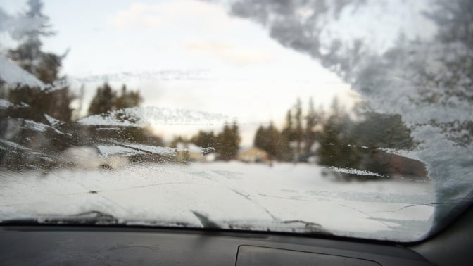 car windshield with snow