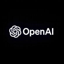 OpenAI logo in white against a black background