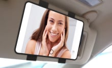 car mirror with picture of a woman