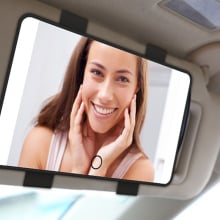 car mirror with picture of a woman