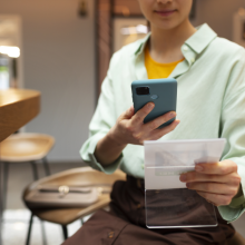 A person scanning an object on their phone