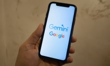 A smartphone showing the Goole and Gemini logos