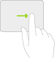 Un'illustrazione che rappresenta il gesto per aprire Slide Over su un trackpad.