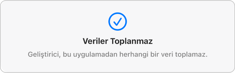 Mac App Store ana sayfasının bir bölümü, seçili uygulamanın geliştiricisinin gizlilik politikasını gösteriyor.