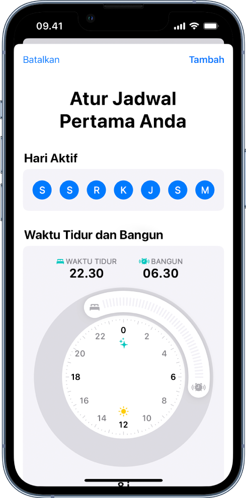 Layar Atur Jadwal Pertama Anda.