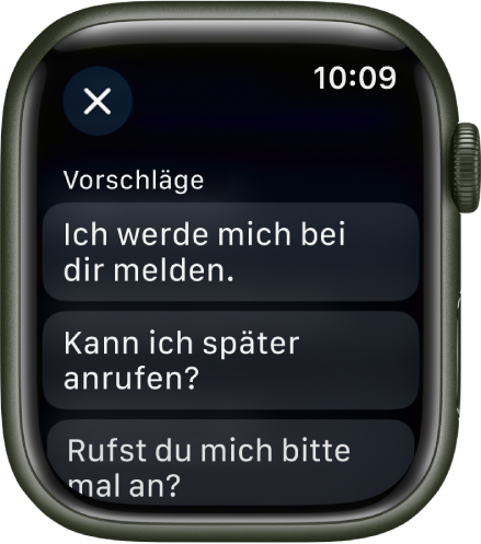 Die App „Mail“ mit drei intelligenten Antworten.