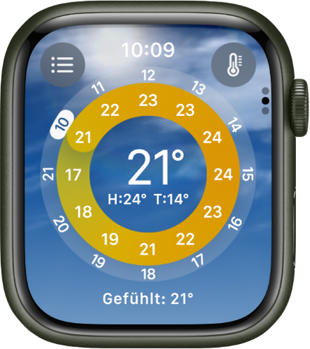 Die Anzeige „Wetterbedingungen“ in der App „Wetter“.