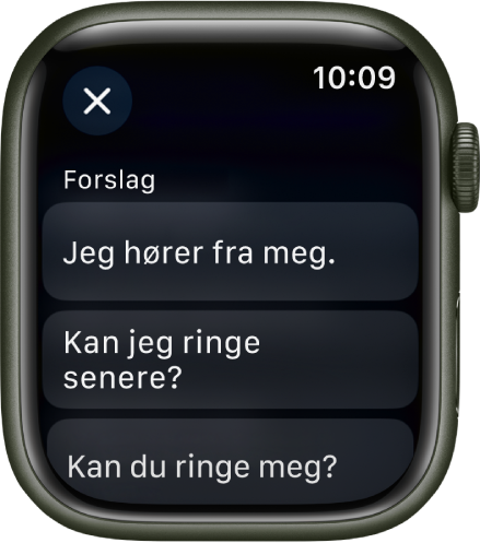 Mail-appen som viser tre hurtigsvar.