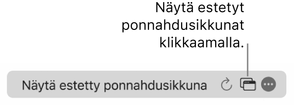 Älykäs hakukenttä, jossa on kuvake, joka näyttää estetyt ponnahdusikkunat.