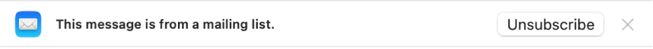 A banner below the message header in the preview area indicates the message is from a mailing list. A link to unsubscribe is located at the right end.