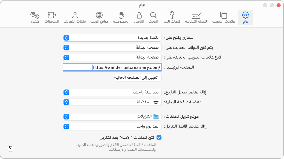 حقل البحث الذكي في سفاري، حيث يمكنك إدخال اسم موقع ويب أو رابطه.