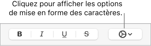 Le bouton Options avancées en regard des boutons Gras, Italique et Souligné.