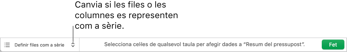 El menú desplegable per indicar si es representaran les files o les columnes com a sèrie.