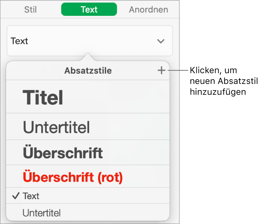 Dialogfenster zum Erstellen eines neuen Absatzstils