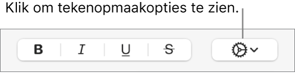 De knop voor geavanceerde opties naast de knoppen voor vet, cursief, onderstrepen en doorhalen.