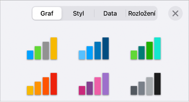 Styly grafu na panelu Graf v nabídce Formát.