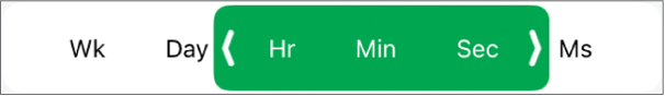 The controls for formatting cells for durations of time.