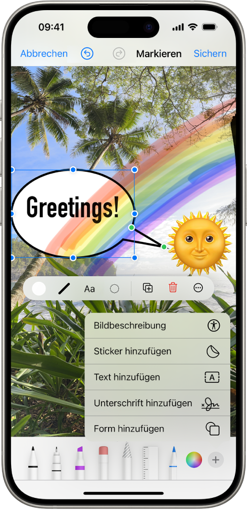 Fotobearbeitung in der App „Nachrichten“.