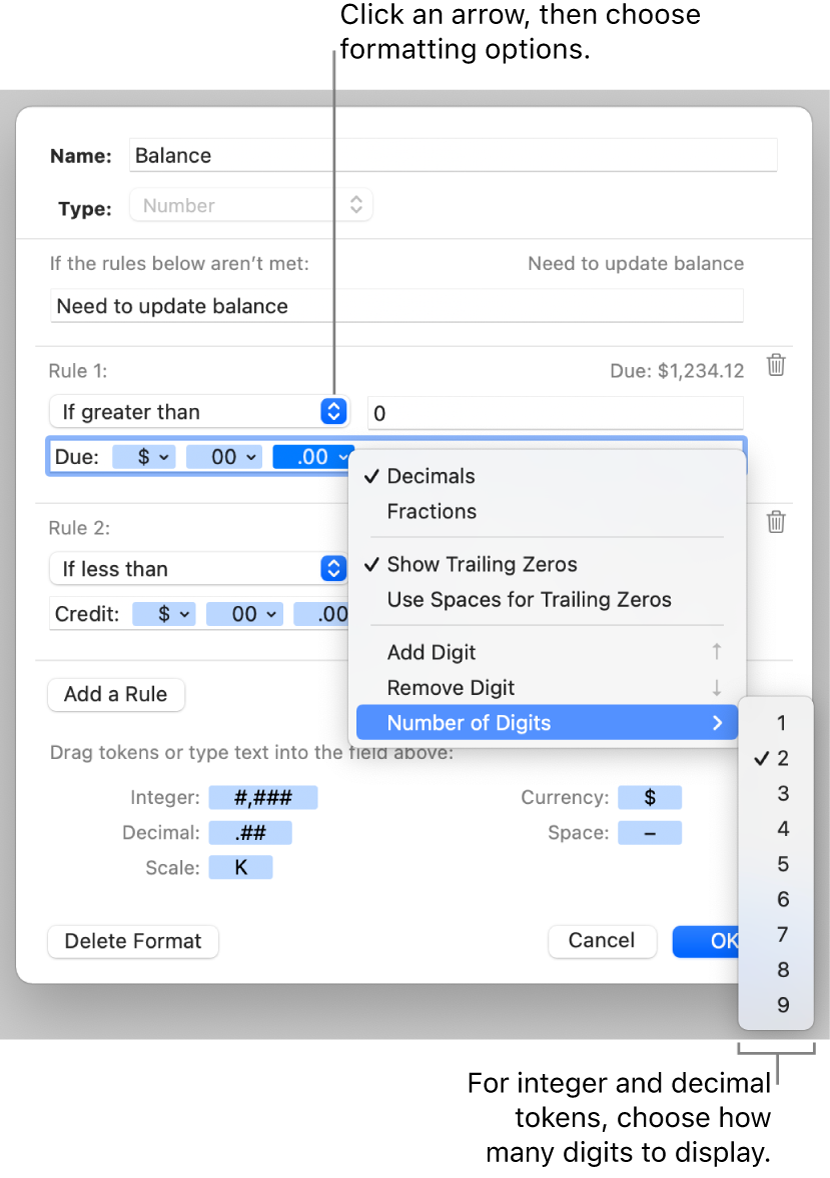 The custom cell format window with controls for creating a custom number format.