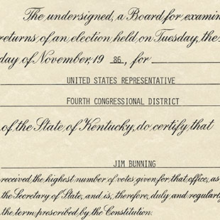 Jim Bunning Election Certificate