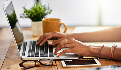 woman using laptop