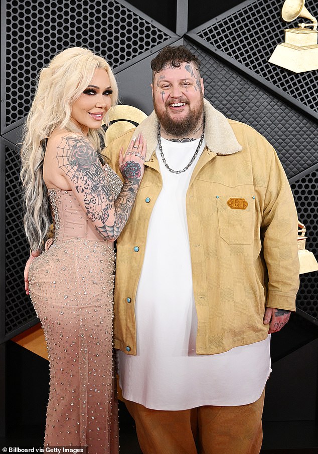 Jelly Roll and his spouse Bunnie were pictured at the Grammys in LA in February