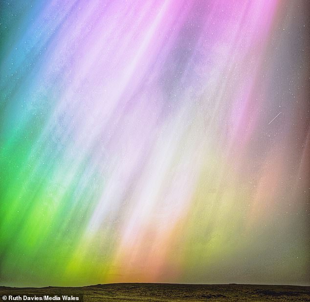 The Northern Lights in Denbighshire, Wales, on Saturday night