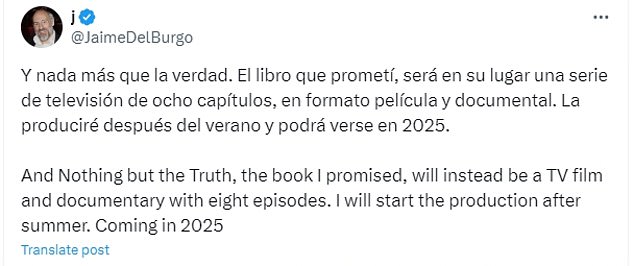 Taking to X, formerly Twitter, at the start of May, the lawyer also revealed his plans to produce an eight-part TV series, detailing the 'truth' about his bombshell claims